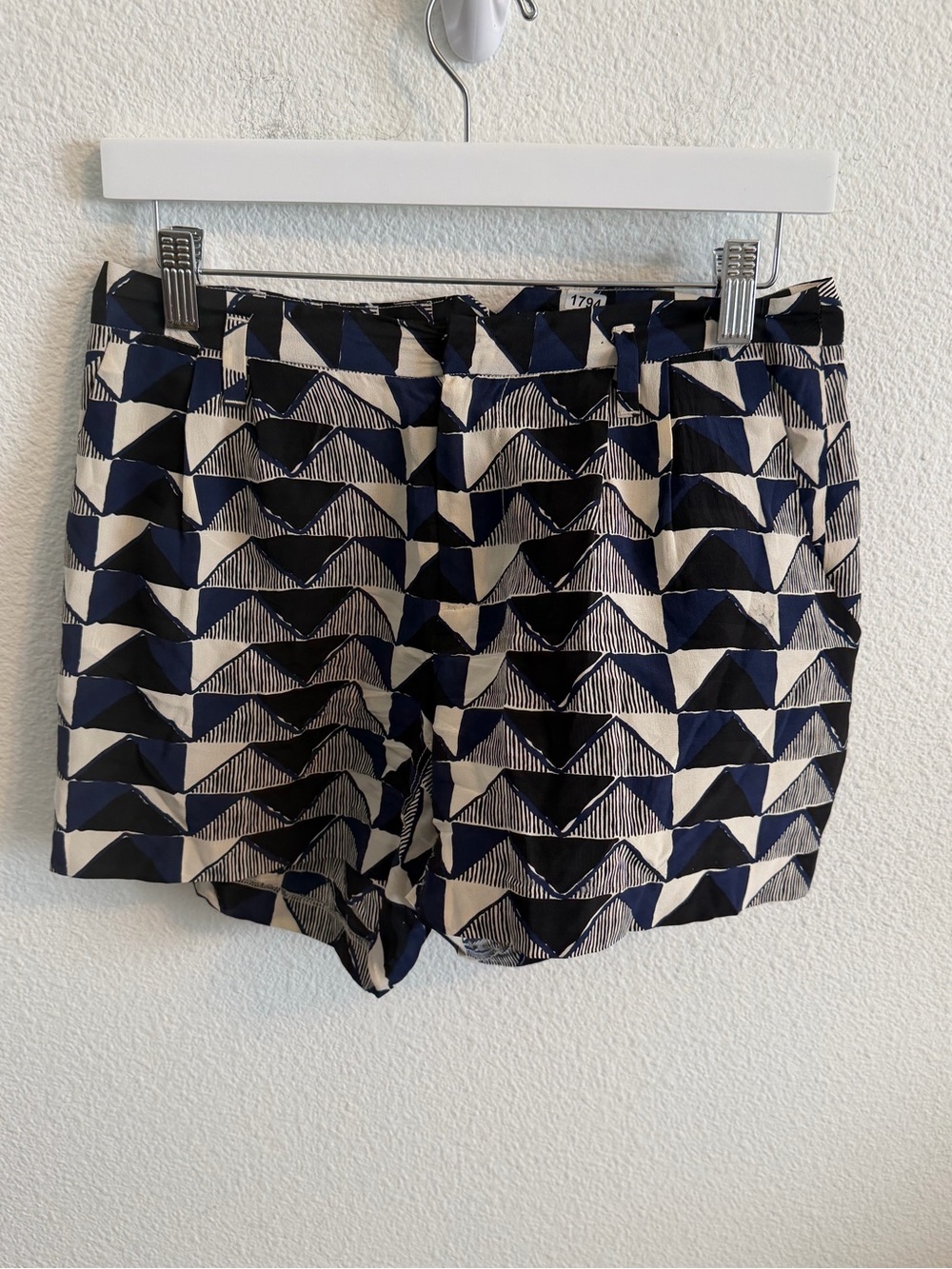 Geometric Navy and Cream Bermuda Shorts